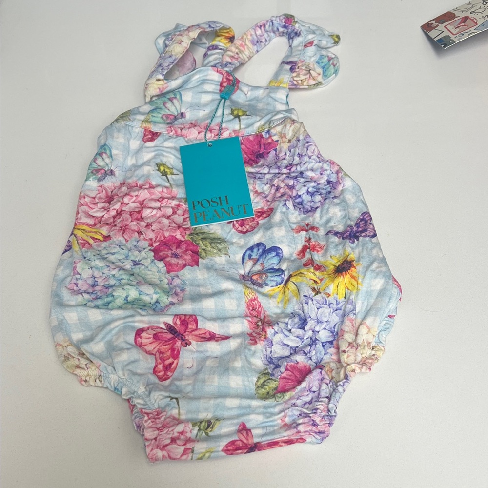 Posh Peanut Butterfly and Floral Kids romper, Multicolor